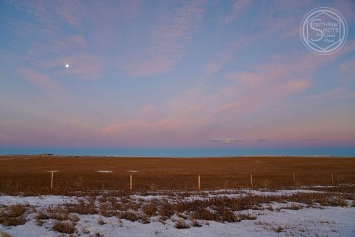 a snowy field with a fence