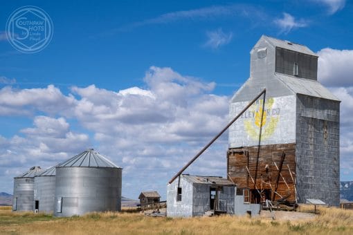 a large grain elevator and silos